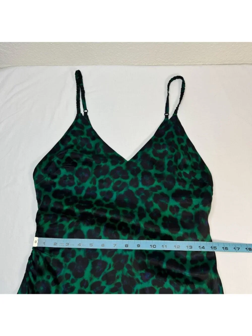 Sandro Amazonie Leopard Print Satin Midi Slip Dress Green Animal Print US 4 - Picture 10 of 16